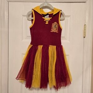 Sz 4/5 Kids HARRY POTTER Gryffindor Quidditch Sleeveless Hood Tulle Jersey Dress